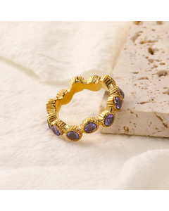 Wholesale Stainless Steel Ring Color Zircon Inlaid Ring -Purple-6