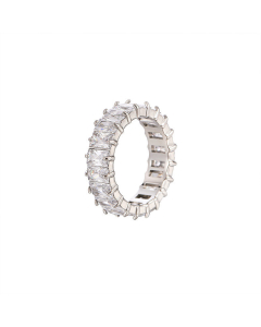 Wholesale Stainless Steel Ring Color Zircon Inlaid Ring YK28766-Steel Color-White
