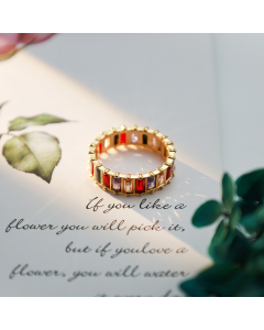 Wholesale Stainless Steel Ring Female INS Style Elegant Sweet Color Zircon Inlaid Ring