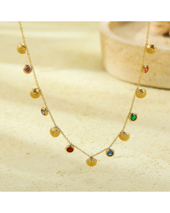 Wholesale Stainless Steel Necklace Shell Plated 18K Gold Pendant Necklace-Gold Color-01