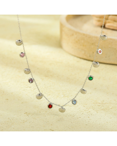 Wholesale Stainless Steel Necklace Shell Plated 18K Gold Pendant Necklace-Steel Color-01