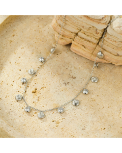 Wholesale Stainless Steel Necklace Shell Plated 18K Gold Pendant Necklace-Steel Color-02