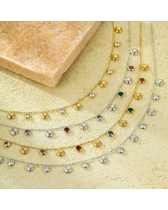 Wholesale Stainless Steel Necklace Fashion Light Luxury Color Zircon Shell Plated 18K Gold Pendant Necklace