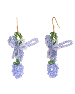 Blue Bow Pineapple Plated 18K Gold Stainless Steel Earrings 