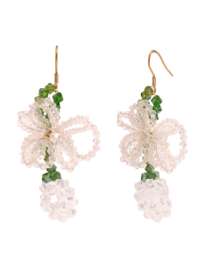 White Bow Pineapple Plated 18K Gold Stainless Steel Earrings 