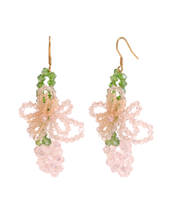 Pink Bow Pineapple Plated 18K Gold Stainless Steel Earrings 