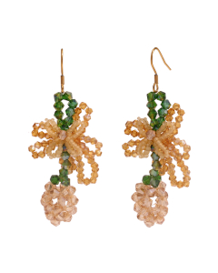 Champagne Bow Pineapple Plated 18K Gold Stainless Steel Earrings 