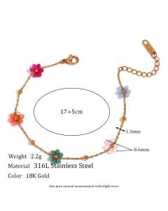 Colorful Handmade Daisy Flower Jewelry Titanium Steel Bracelet LY881022
