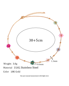 Colorful Handmade Daisy Flower Jewelry Titanium Steel Necklace LY881022