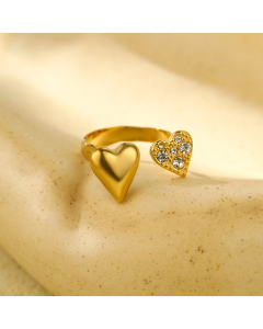 Light Luxury Colorful Love Zircon Inlaid Opening Stainless Steel Ring 