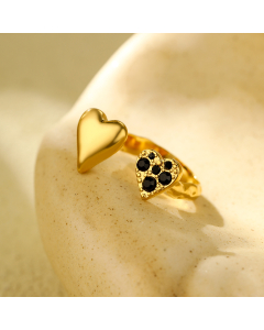 Minimalism Colorful Love Zircon Inlaid Opening Stainless Steel Ring 