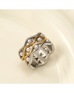 Wholesale Stainless Steel Ring Corrugated Pearl Ring