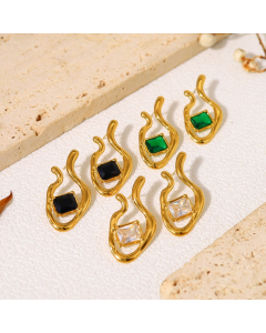 Wholesale Stainless Steel Earrings Zircon Inlaid Irregular Earrings