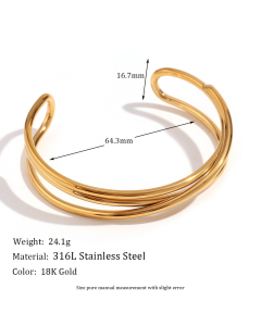 Wholesale Bracelet Colorza Fine Jewelry Temperament Cross Knot Opening Titanium Steel Plated 18K Gold Bracelet -Gold Color-02