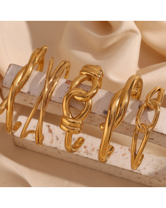 Wholesale Bracelet Colorza Fine Jewelry Temperament Cross Knot Opening Titanium Steel Plated 18K Gold Bracelet 