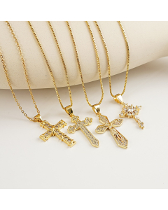 Full Stone Cross Charms With Stainless Steel Box Necklace For Meaningful Moments CA7810176