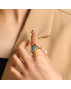 French Style Ring New INS Light Luxury Sense Senior Cross Color Drip Oil Temperament Stainless Steel Ring