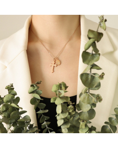 Cross Pendant Titanium Steel 18k Gold Plated Necklace - Rose Gold