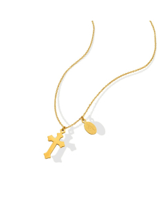 Cross Pendant Titanium Steel 18k Gold Plated Necklace