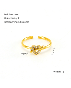 Wholesale Stainless Steel Ring Light Luxury Elegant Crown Star Heart Zircon Inlaid Opening Ring