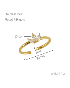 Light Luxury Elegant Crown Star Heart Zircon Inlaid Opening Stainless Steel Ring