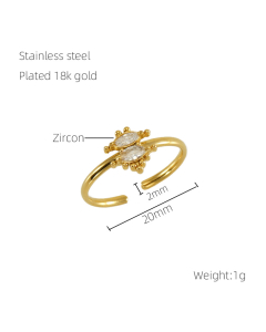 Elegant Crown Star Heart Zircon Inlaid Opening Stainless Steel Ring
