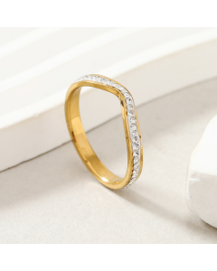 Wholesale Stainless Steel Ring Crown V-shaped Full Diamond Inlaid Ring 
