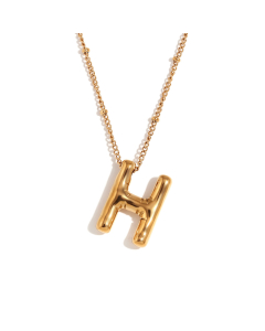 Wholesale Necklace Cute Plated 18K Gold Party Balloon Letter Pendant Stainless Steel Necklace Female-Gold Color-H