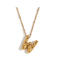 Wholesale Necklace Cute Plated 18K Gold Party Balloon Letter Pendant Stainless Steel Necklace Female-Gold Color-W