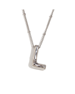 Wholesale Necklace Cute Plated 18K Gold Party Balloon Letter Pendant Stainless Steel Necklace Female-Steel Color-L