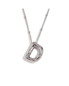 Wholesale Necklace Cute Plated 18K Gold Party Balloon Letter Pendant Stainless Steel Necklace Female-Steel Color-D