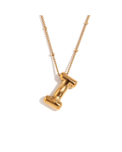 Wholesale Necklace Cute Plated 18K Gold Party Balloon Letter Pendant Stainless Steel Necklace Female-Gold Color-I
