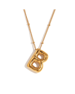 Wholesale Necklace Cute Plated 18K Gold Party Balloon Letter Pendant Stainless Steel Necklace Female-Gold Color-B