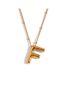 Wholesale Necklace Cute Plated 18K Gold Party Balloon Letter Pendant Stainless Steel Necklace Female-Gold Color-F