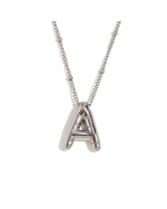 Wholesale Necklace Cute Plated 18K Gold Party Balloon Letter Pendant Stainless Steel Necklace Female-Steel Color-A
