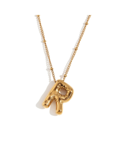 Wholesale Necklace Cute Plated 18K Gold Party Balloon Letter Pendant Stainless Steel Necklace Female-Gold Color-R