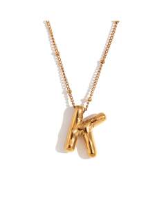 Wholesale Necklace Cute Plated 18K Gold Party Balloon Letter Pendant Stainless Steel Necklace Female-Gold Color-K