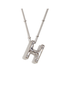 Wholesale Necklace Cute Plated 18K Gold Party Balloon Letter Pendant Stainless Steel Necklace Female-Steel Color-H