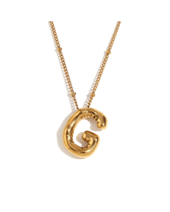 Wholesale Necklace Cute Plated 18K Gold Party Balloon Letter Pendant Stainless Steel Necklace Female-Gold Color-G