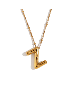Wholesale Necklace Cute Plated 18K Gold Party Balloon Letter Pendant Stainless Steel Necklace Female-Gold Color-Z