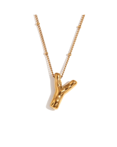 Wholesale Necklace Cute Plated 18K Gold Party Balloon Letter Pendant Stainless Steel Necklace Female-Gold Color-Y