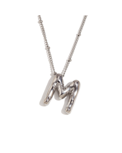 Wholesale Necklace Cute Plated 18K Gold Party Balloon Letter Pendant Stainless Steel Necklace Female-Steel Color-M