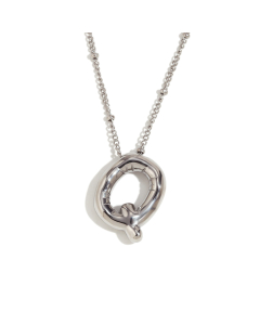 Wholesale Necklace Cute Plated 18K Gold Party Balloon Letter Pendant Stainless Steel Necklace Female-Steel Color-Q