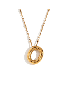 Wholesale Necklace Cute Plated 18K Gold Party Balloon Letter Pendant Stainless Steel Necklace Female-Gold Color-O
