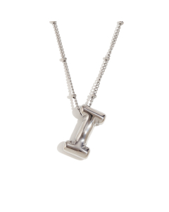 Wholesale Necklace Cute Plated 18K Gold Party Balloon Letter Pendant Stainless Steel Necklace Female-Steel Color-I