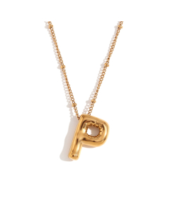 Wholesale Necklace Cute Plated 18K Gold Party Balloon Letter Pendant Stainless Steel Necklace Female-Gold Color-P