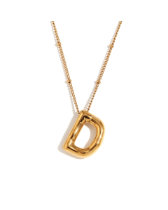Wholesale Necklace Cute Plated 18K Gold Party Balloon Letter Pendant Stainless Steel Necklace Female-Gold Color-D