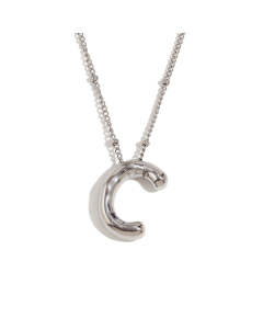 Wholesale Necklace Cute Plated 18K Gold Party Balloon Letter Pendant Stainless Steel Necklace Female-Steel Color-C