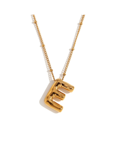 Wholesale Necklace Cute Plated 18K Gold Party Balloon Letter Pendant Stainless Steel Necklace Female-Gold Color-E