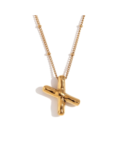 Wholesale Necklace Cute Plated 18K Gold Party Balloon Letter Pendant Stainless Steel Necklace Female-Gold Color-X